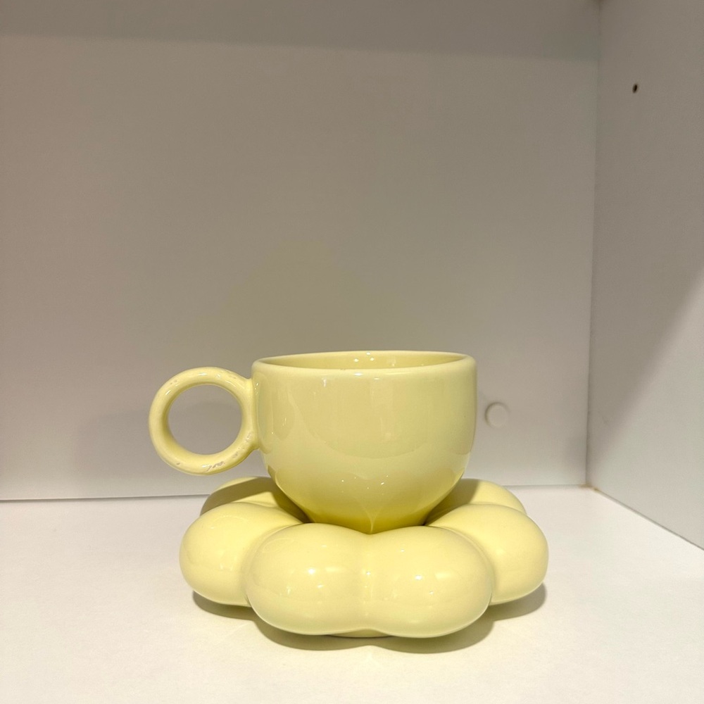 Yellow Bubble Cup and Saucer Set